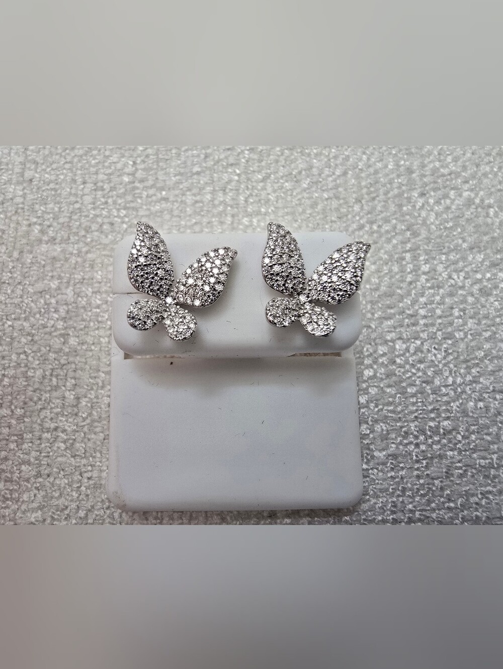 Moissanite 925 Sterling Silver Butterfly Push Backs Stud Earrings - Picture 1 of 5